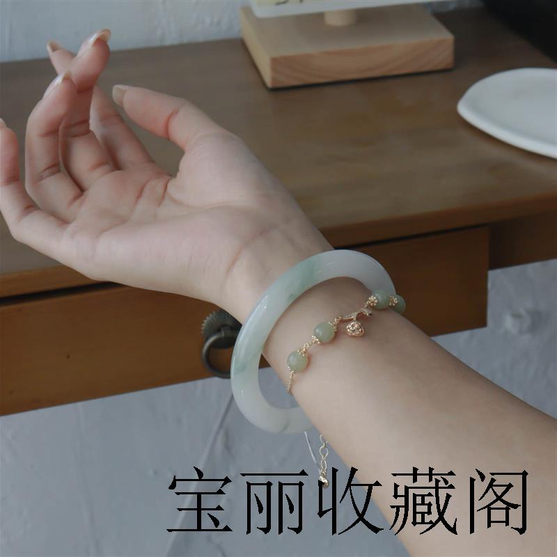 天山翠手镯玉镯金丝玉手镯女款天山冰翠手镯玉翡翠玉髓手镯精品镯