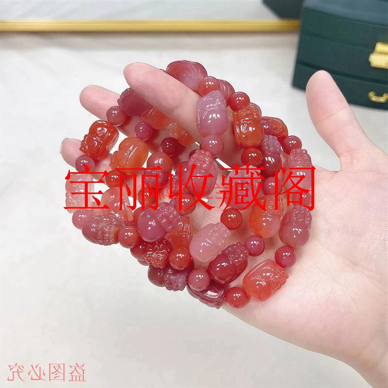 高级貔貅阵盐源玛瑙单圈手串情侣男女款珠宝配饰招财进宝貔貅手链