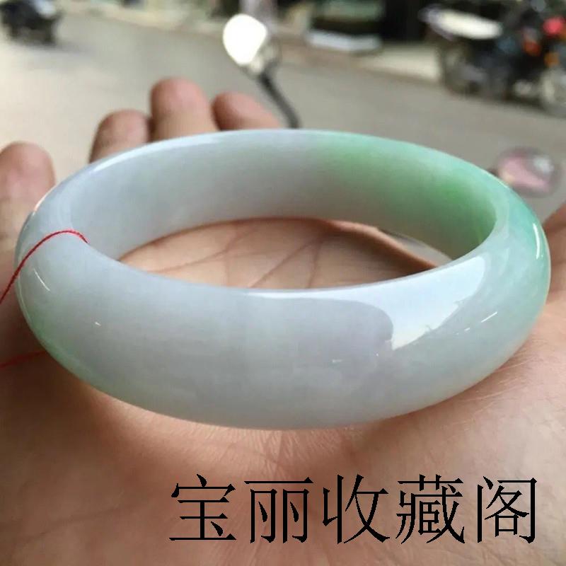缅甸老坑冰种白底飘浅绿翡翠色宽