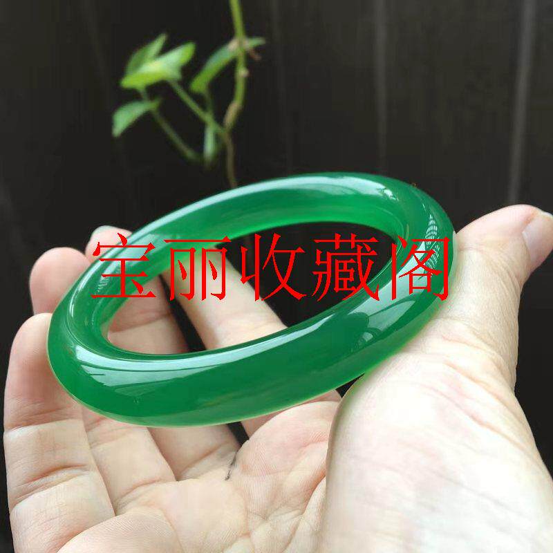 高冰帝王绿细圆条玉镯冰种满绿玉髓手镯冰透水润优雅国风女款玉镯