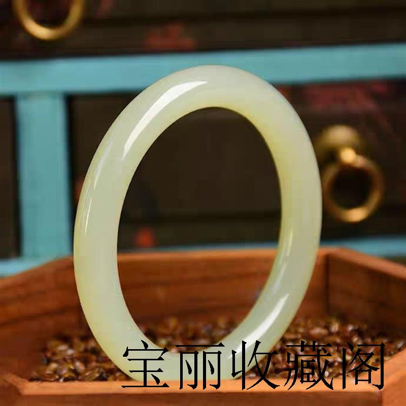 和田玉手镯女款叮当镯细圆条美人条冰晴水青白玉手饰青海料玉镯子