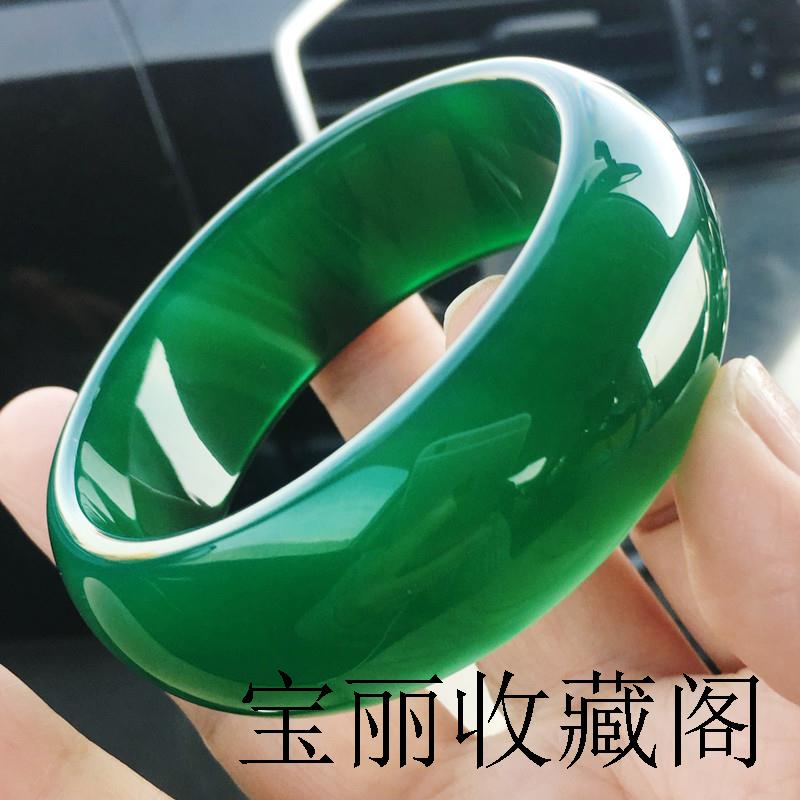 高端精品玉镯子巴西绿玛瑙手镯女少加宽版红色旺夫玉手镯送礼品