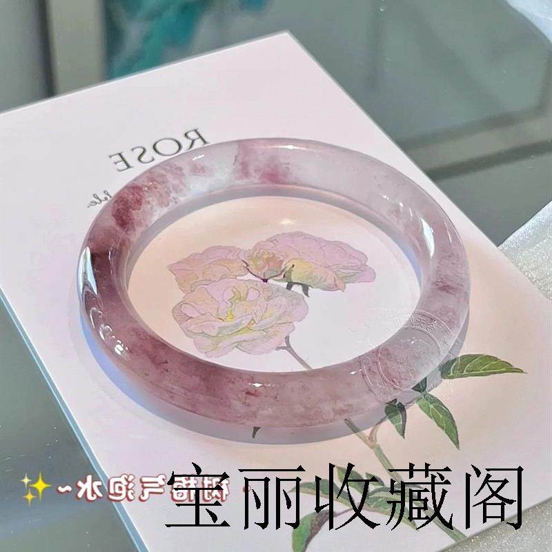 精品缅甸老坑冰玛瑙树莓气泡水玉镯新中式中国风圆条美人条叮当镯