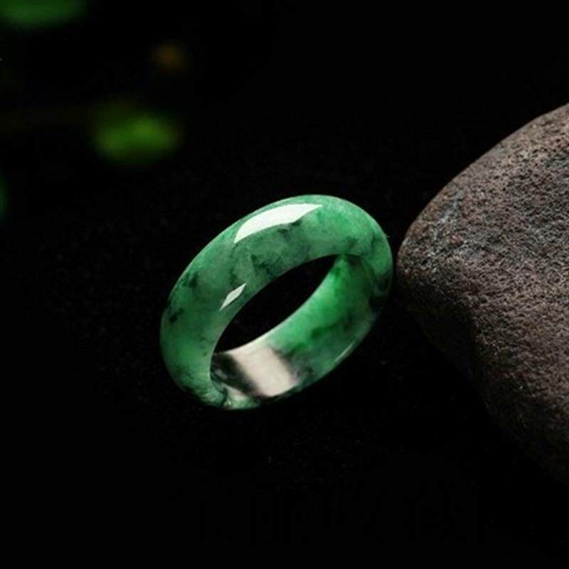 正宗老坑帝王绿翡翠戒指冰糯种花青玉石阳绿飘花指环小尾戒圈扳指