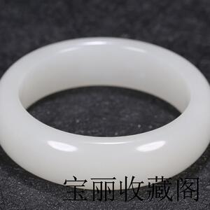 高端新疆和田玉手镯女款羊脂白玉手镯青白玉石镯子精品百搭带证书