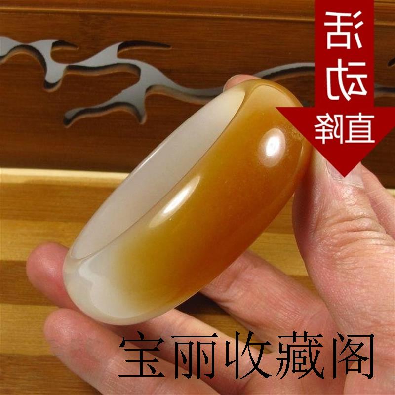 和田玉俄料白玉糖色手镯羊脂白女款玉镯老坑料宽条重装俏糖玉镯子