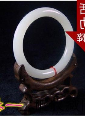 新疆白玉手镯正品和田玉手环女款A货昆仑玉籽料圆条复古玉镯配饰