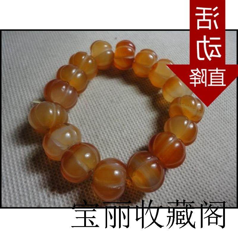 古玩老货珍品收藏南红色玛瑙佛珠手串南瓜珠手链红润饱满佛家之宝