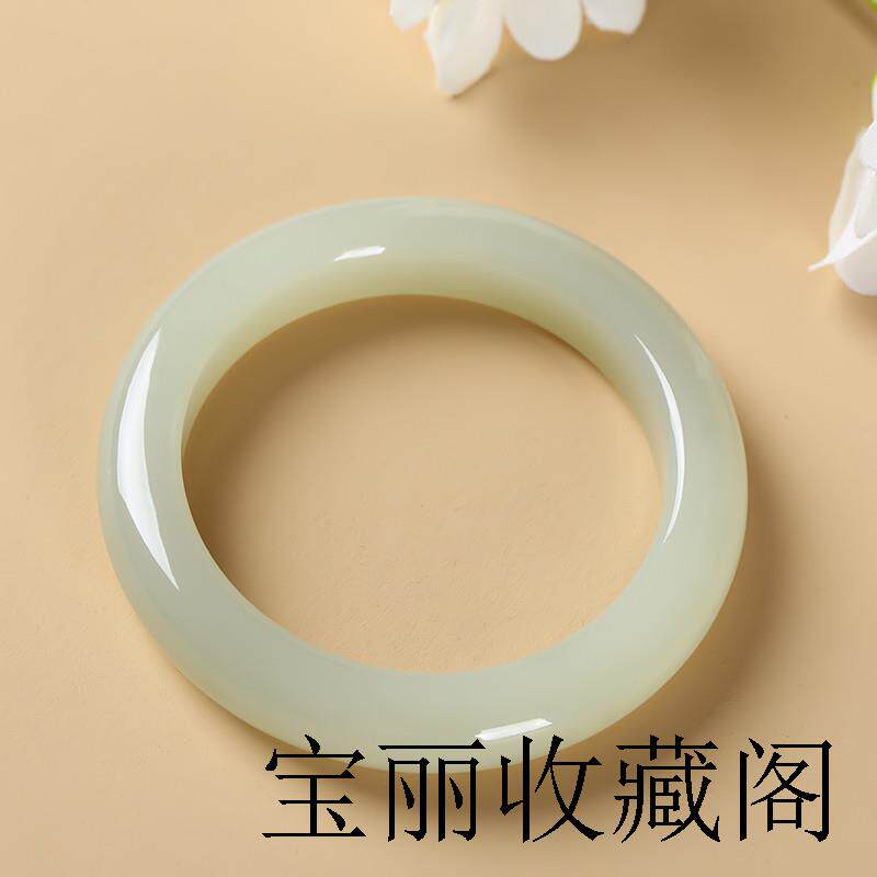 新疆高端和田玉手镯羊脂玉细条女款白玉镯玉石玉镯子送女友带证书