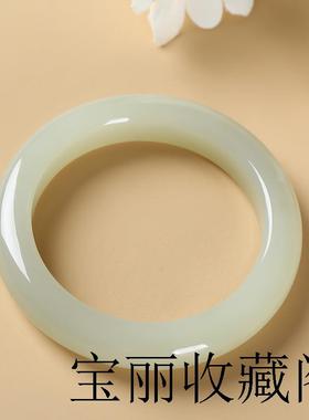 新疆高端和田玉手镯羊脂玉细条女款白玉镯玉石玉镯子送女友带证书