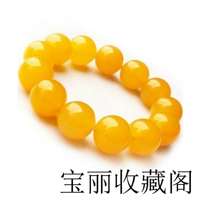 正品龙陵黄龙玉手链天然A货籽料玉石圆珠手串鸡油黄念珠情侣首饰