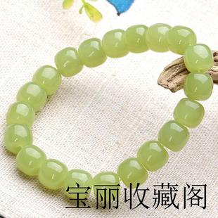 高端和田玉老型珠手串新疆若羌黄口料手链黄玉桶珠转运珠念珠证书