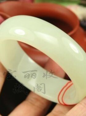 天然玉石手镯正品新疆和田青白玉镯子昆仑玉细腻白润a货手环女款