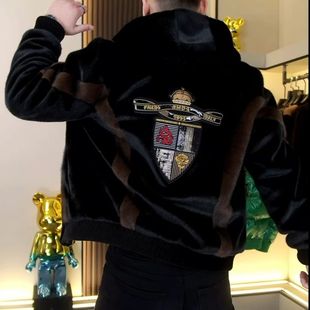 外套 2024冬季 网红新款 加厚金雕绒痞帅百搭高端定制款 连帽修身