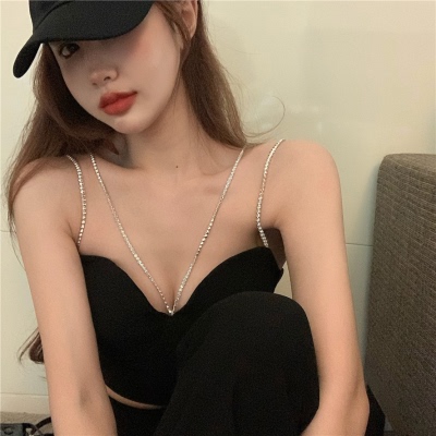夏季港味闪钻设计感吊带小背心