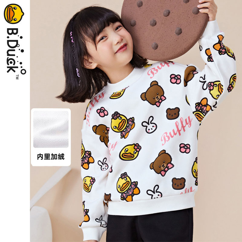 b.duck女童印花加绒卫衣