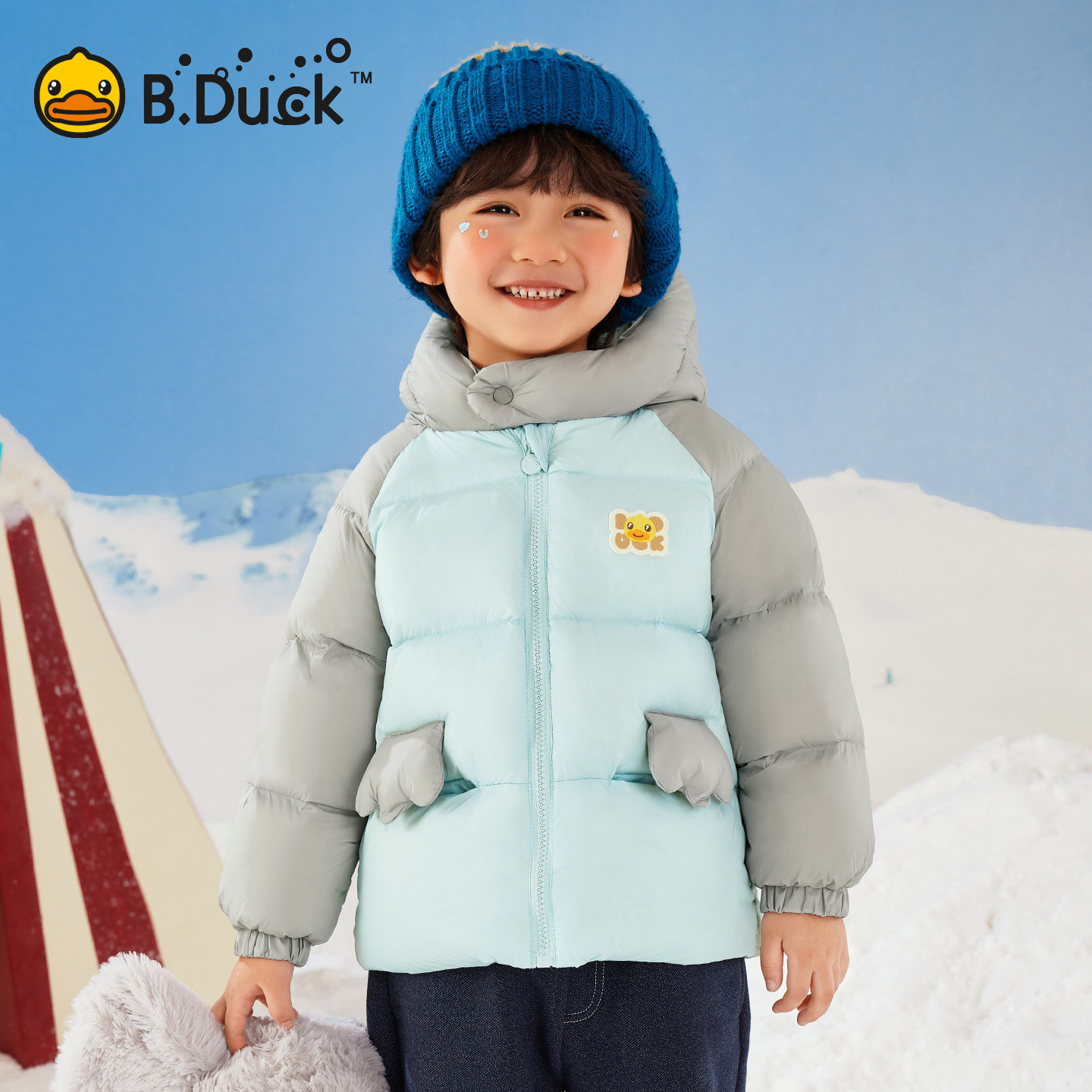 小黄鸭儿童加厚羽绒服外套面包服