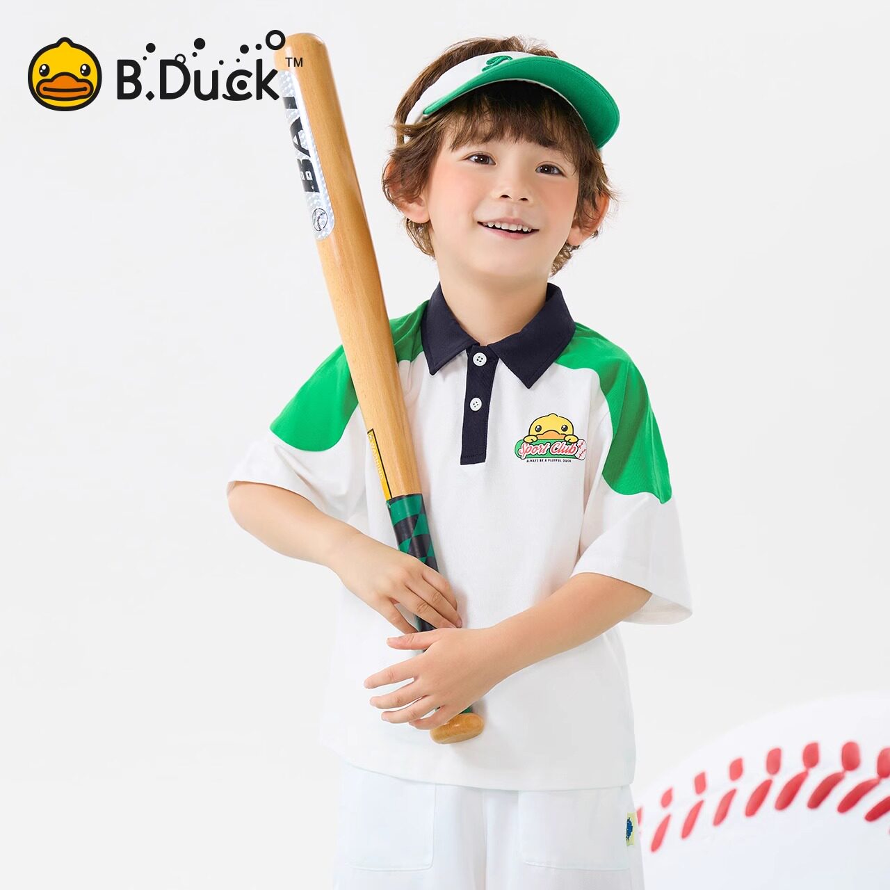 bduck小黄鸭男童短袖polo领纯棉T恤夏季新款儿童洋气翻领POLO衫潮