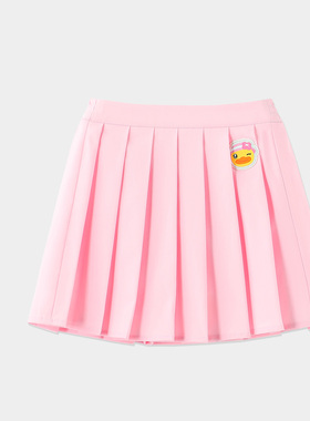 bduck小黄鸭童装女童百褶裙学生半身裙夏季白色儿童短裙女孩ZK裙