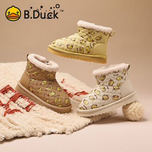 女宝宝加厚保暖棉靴 男童加绒棉鞋 B.Duck小黄鸭儿童雪地靴冬季 新款