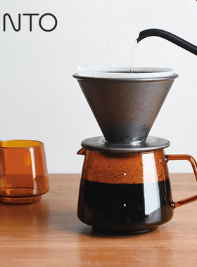 日本KINTO SEPIA系列琥珀色耐热玻璃分享壶 复古手冲咖啡壶器具