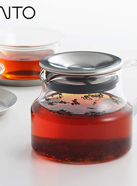 日本进口KINTO CAST茶壶茶具 耐热玻璃咖啡分享壶 带过滤网花茶壶