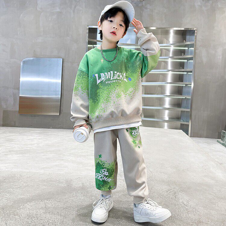男童套装春秋款潮帅气时髦中大童运动卫衣两件套儿童男孩秋休闲装