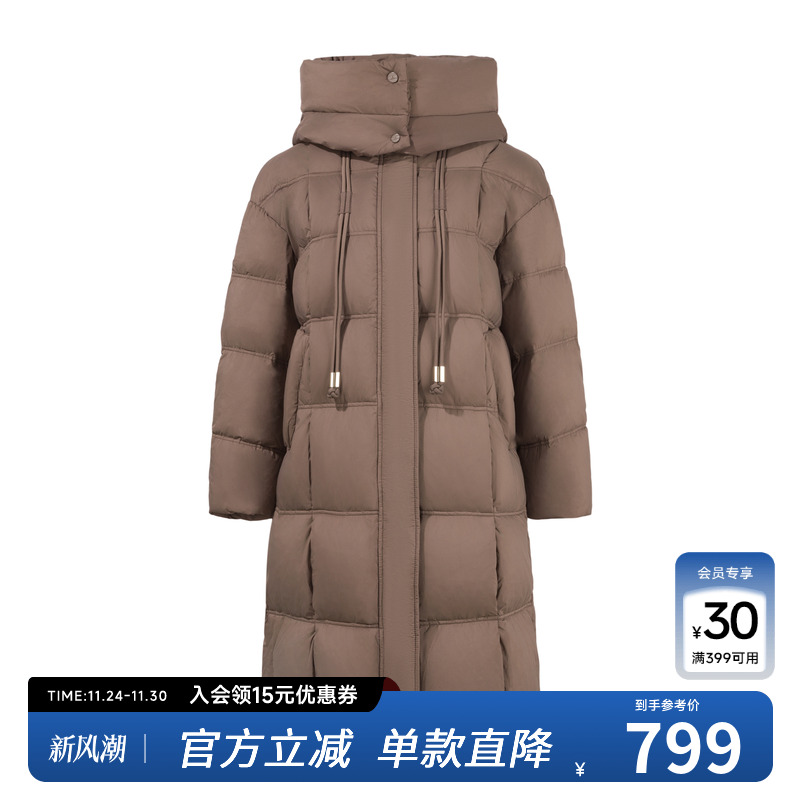 美特斯邦威保暖长款羽绒服女