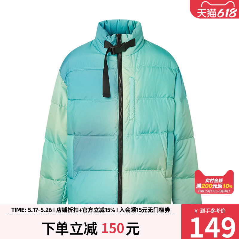 美特斯邦威面包羽绒服男秋冬新款时尚潮流立领晕染羽绒服外套男士