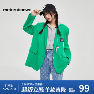 舒适外套上衣 商务休闲时尚 美特斯邦威女士多色标签西装 合体春秋季