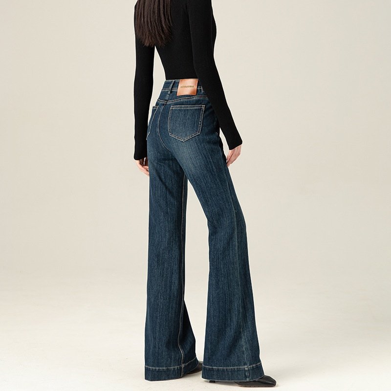 可奈天丝美式喇叭牛仔裤女士2025新款秋季小个子微喇裤子复古弹力