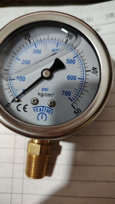 60MM直立式50KG/700PSI充油压力表YN60耐震压力表水压表雅德代理