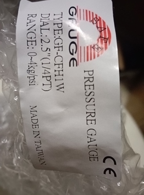 台湾华记压力表GF-CFH1W轴向pp隔膜压力表4kg铁氟龙隔膜