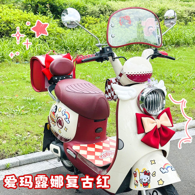适用爱玛露娜Q5复古红装饰电动车
