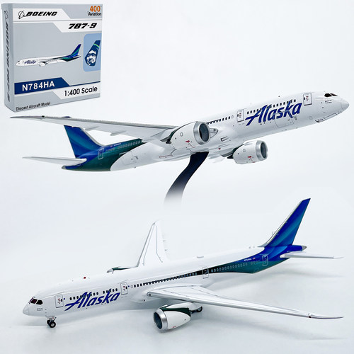 AV 1:400阿拉斯加航空B787-9客机N784HA合金飞机模型磁吸起落架
