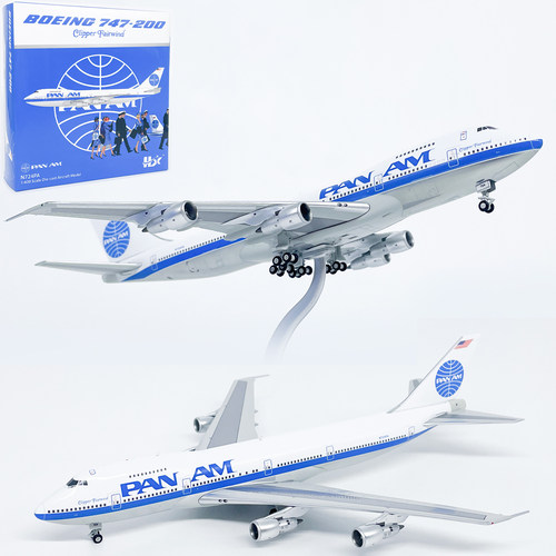HX 1:400泛美航空B747-200客机字母版N724PA合金仿真飞机模型摆件