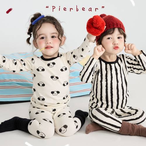 皮尔熊纯棉莱卡秋冬季家居秋衣裤