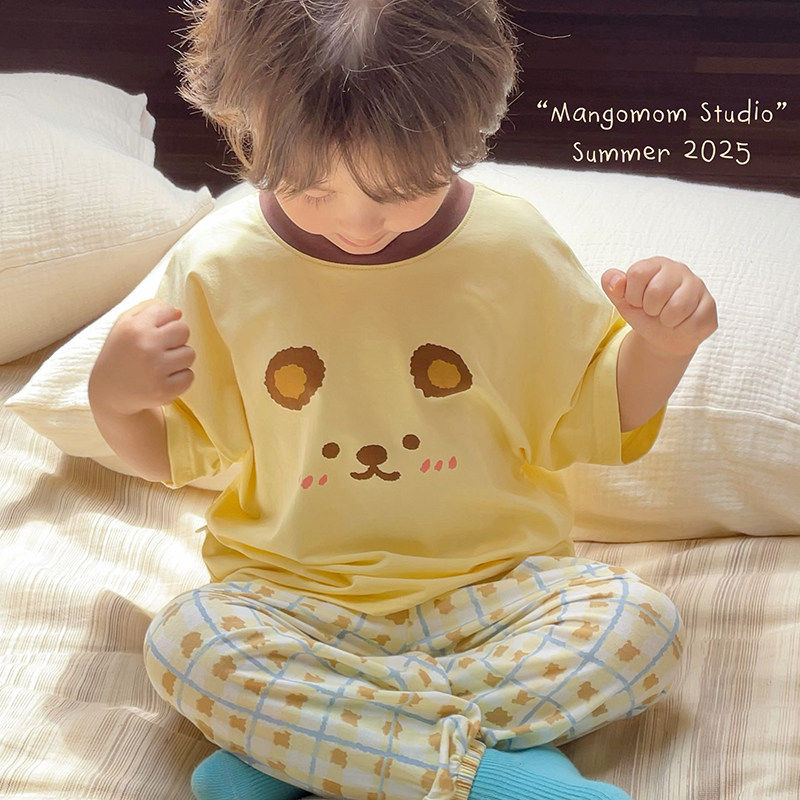 宝宝亲子装莫代尔套装春夏季新款儿童家居服男童女童空调睡衣睡裤