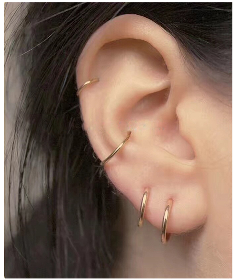 時尚10k14k迷你纖細圓管男女素圈