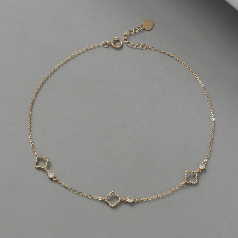韓國純14K金小花腳鏈腳飾禮物