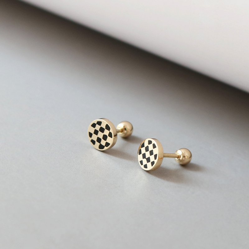 Luckqueen純14K金螺絲耳骨釘耳蝸