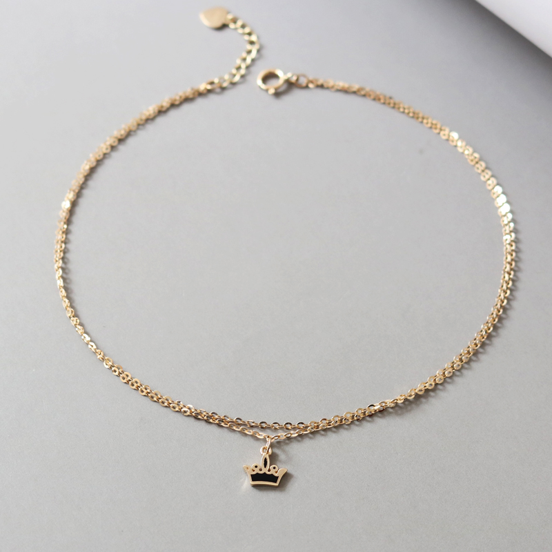 高級感韓國進口氣質皇冠黃金腳飾