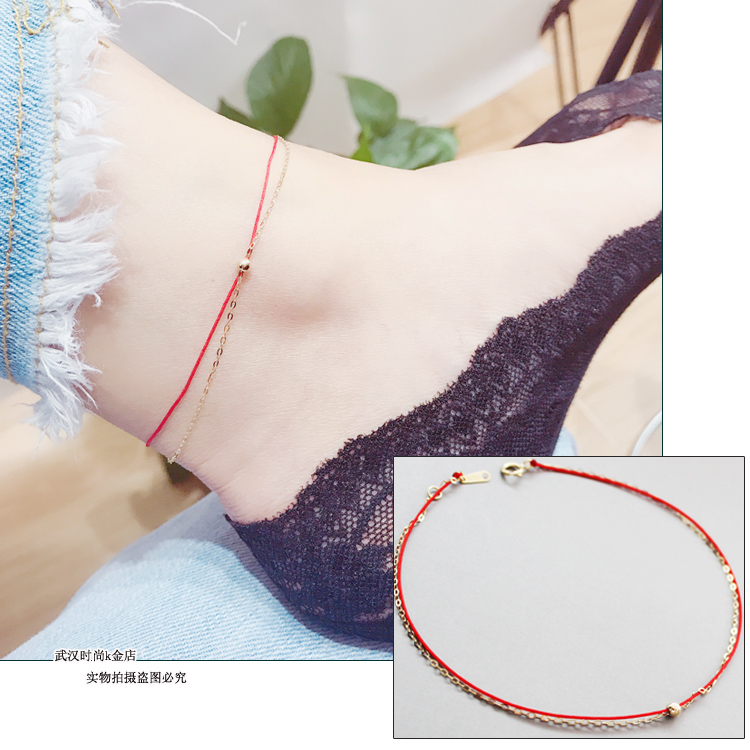 14K金本命年紅繩學生送禮腳鏈