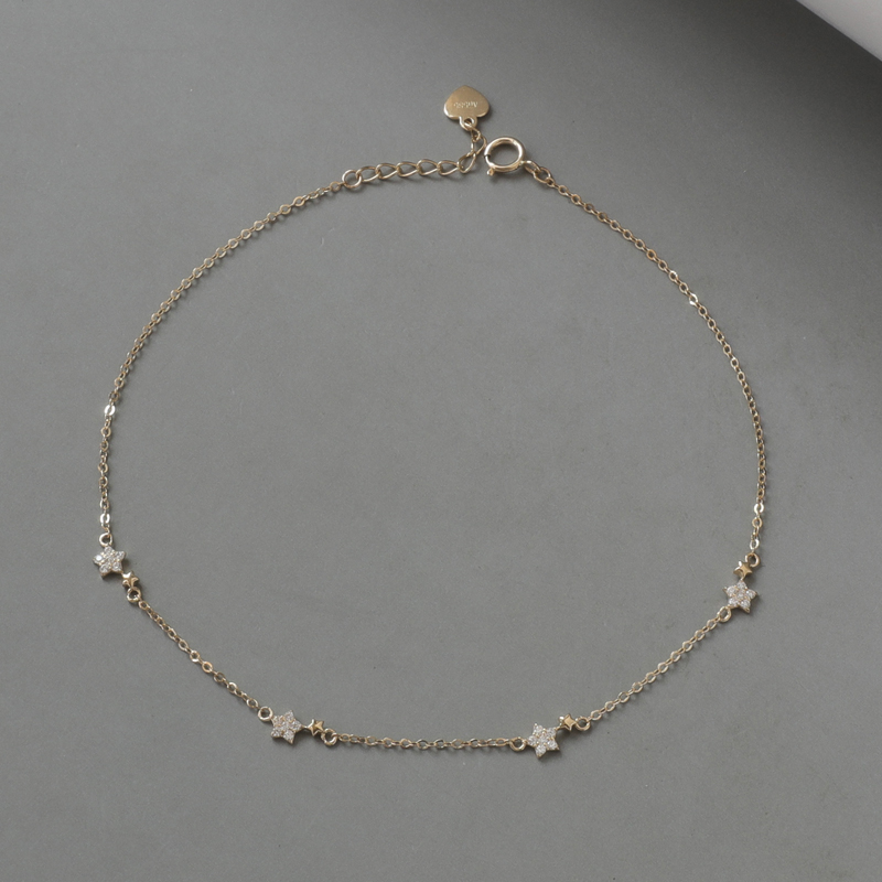 韓國純14K金小星星腳鏈腳飾