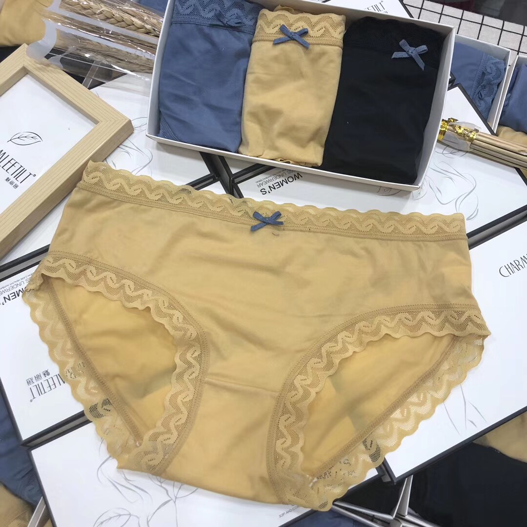 魅丽翘精品三条装新柔嫩细滑弹力舒适低腰无痕包臀女内裤三角裤子
