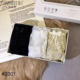 魅丽翘2301女生内裤 性感蕾丝纯色低腰速干木耳边纯棉底档三角裤