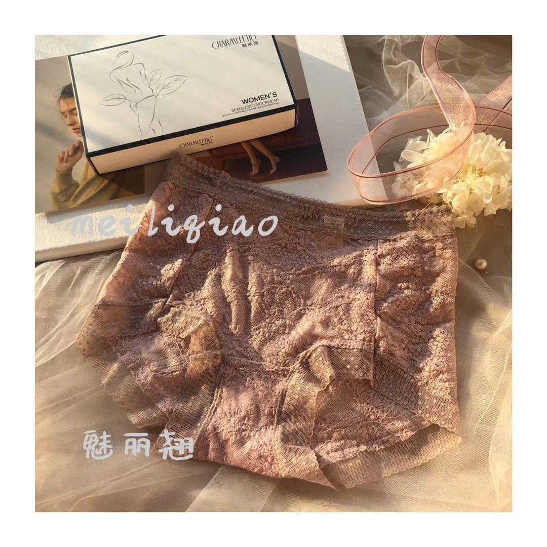 泡泡高腰蕾丝纯棉档收腹包臀短裤