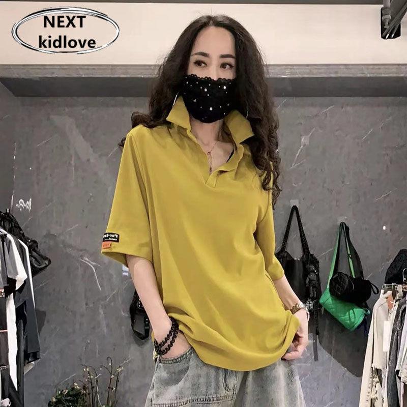 香港欧货大版显瘦短袖T恤女夏季新款休闲减龄半袖宽松polo衫上衣