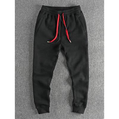 香港时尚男士秋冬浓淡对比色直筒打底运动裤羊毛衬里及加厚休闲运