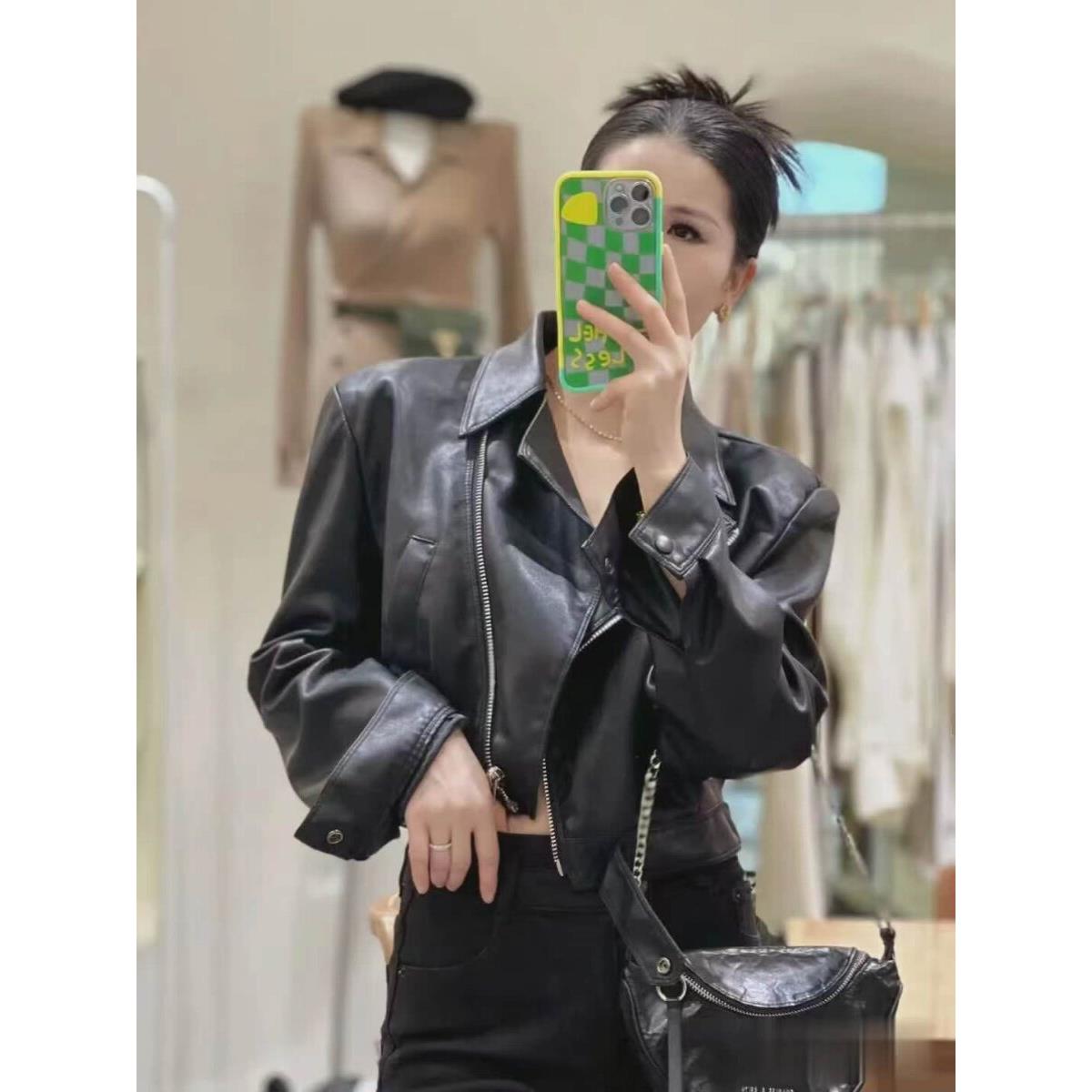 欧货新款海宁短款皮衣女2025年秋季新款小个子时尚机车服夹克外套